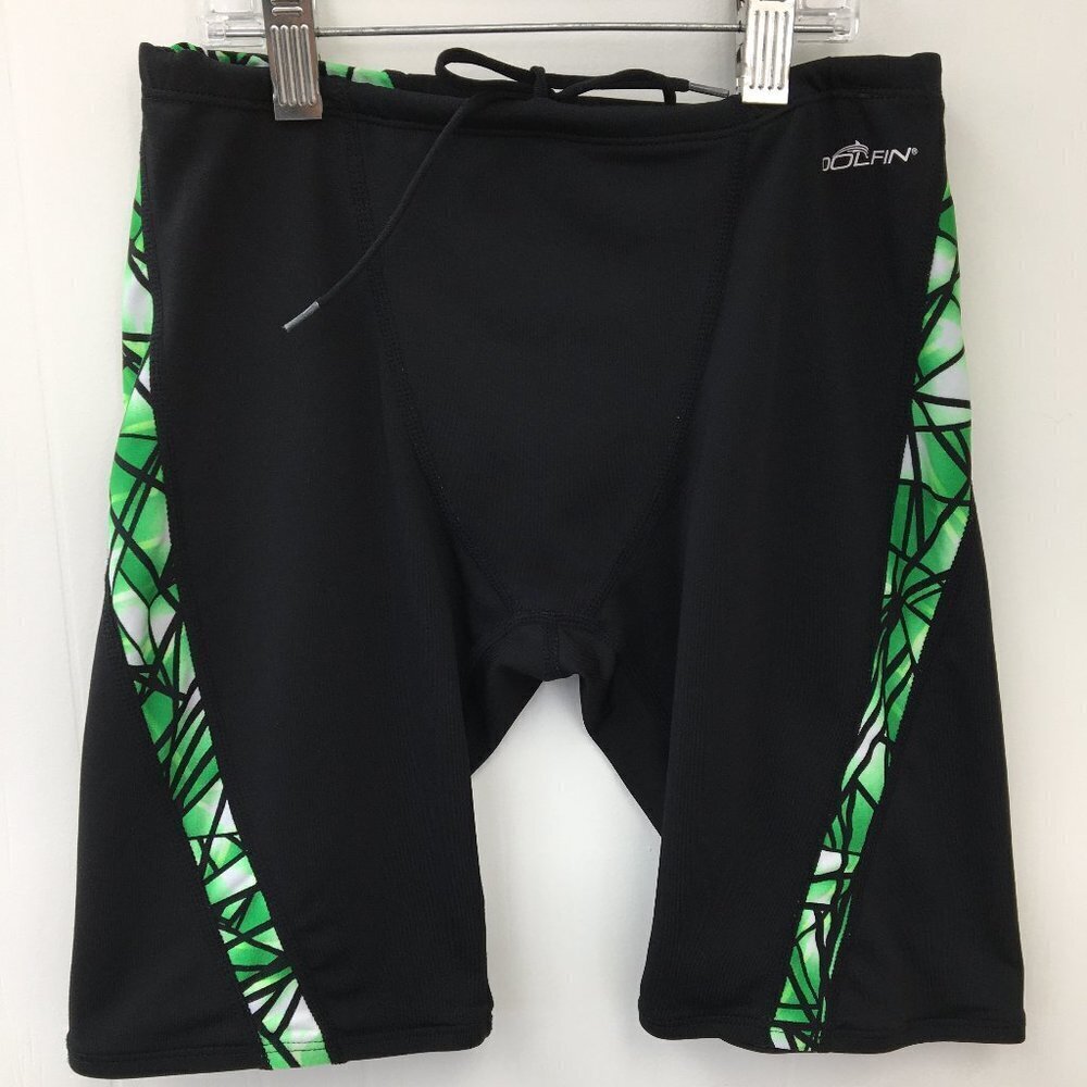 Dolfin Swim Boys Black and Green Jammer Suit Size 30 Boys EXCELLENT Condition
